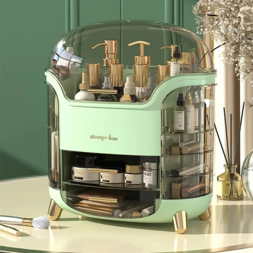 Transparent Desktop Makeup Organizer – Stort kapacitet dammavvisande smycke- och kosmetikaförvaringslåda