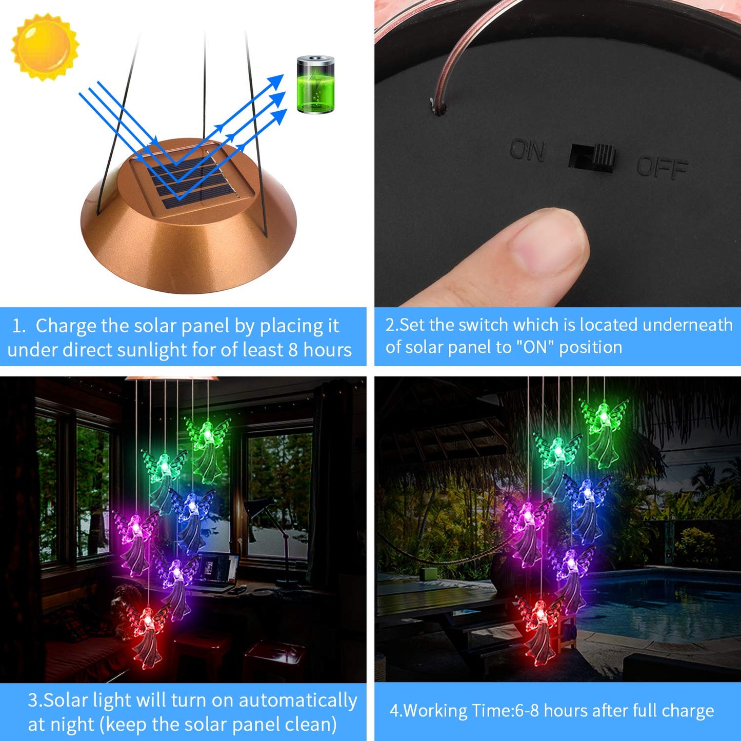 Solskyddsängel Vindspel Ljus