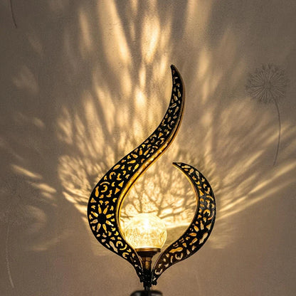 Solar trädgårdslampa i metall - Vattentät LED-design i måne-, låga-, sol- eller stjärnform