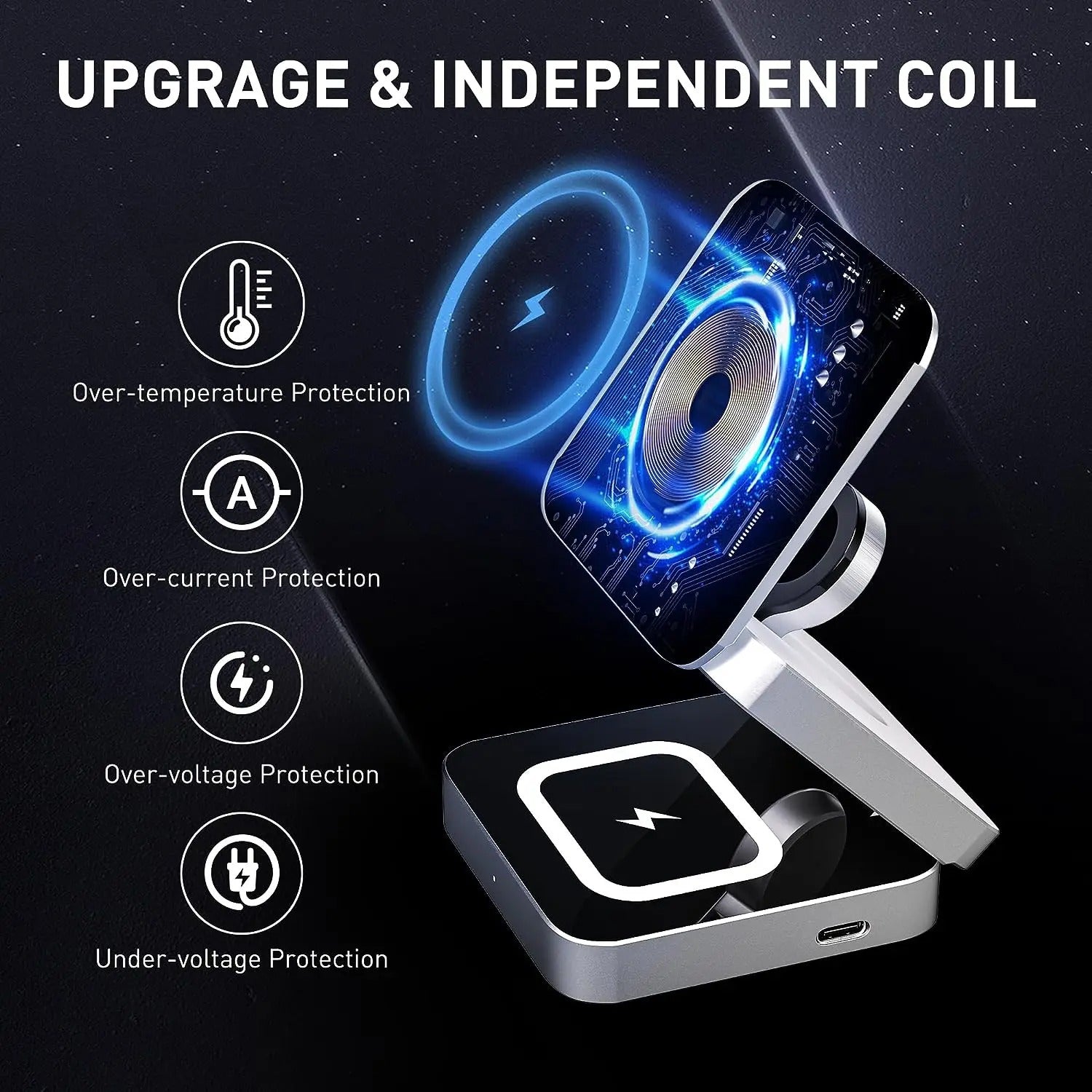 3 i 1 Snabb Magnetisk Fällbar Trådlös Laddare För iPhones, AirPods och Apple Watches