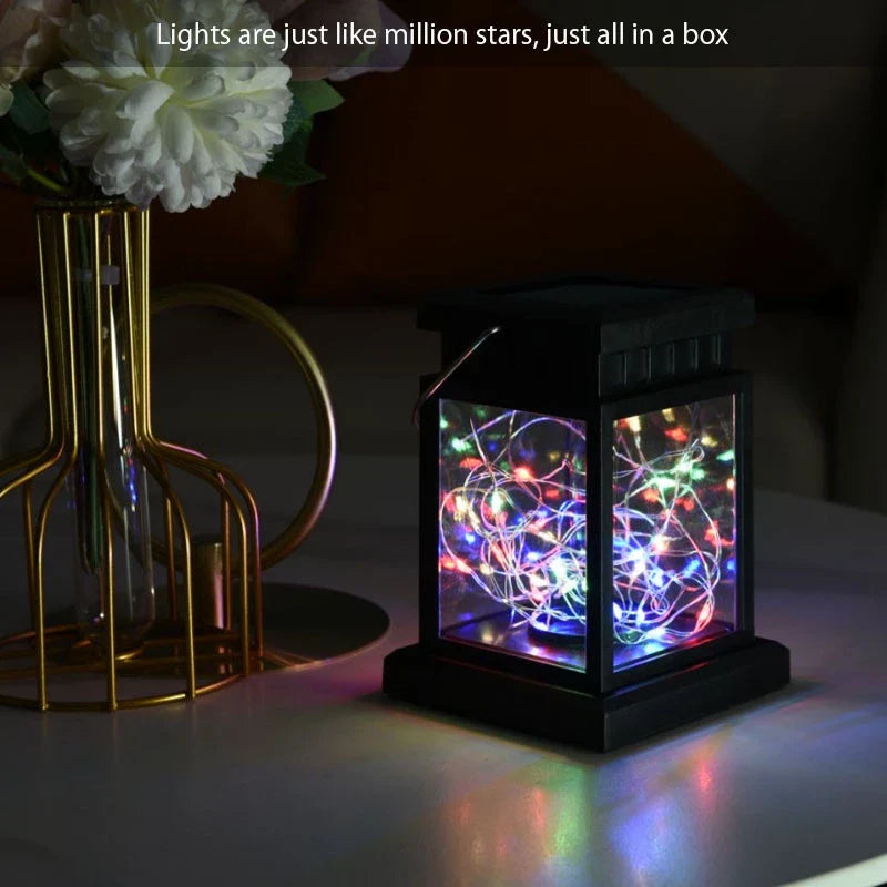 Solar LED-lampa med trådlampor – Dekorativ trädgårdslampa för utomhusbruk och terrass