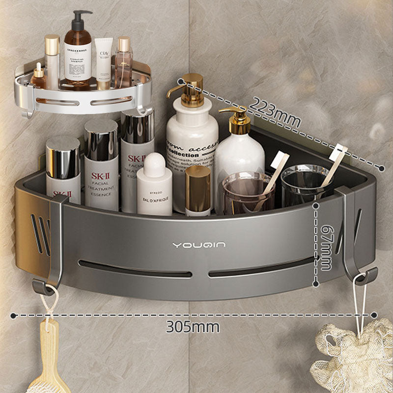 Utrymme Aluminium Ingen-Borr Badrum Hörnhylla – Snabb Dränering & Stark Belastningstålighet