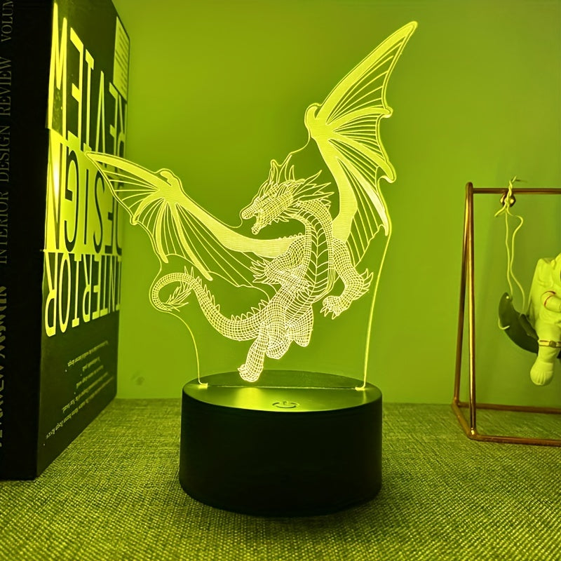 DinoLicht - 3D Dinosaurielampa med Beröringskontroll, RGB Ljus