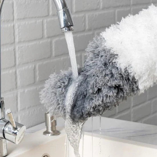 Utdragbar dammvippa med förlängningsstav för hörn och tak