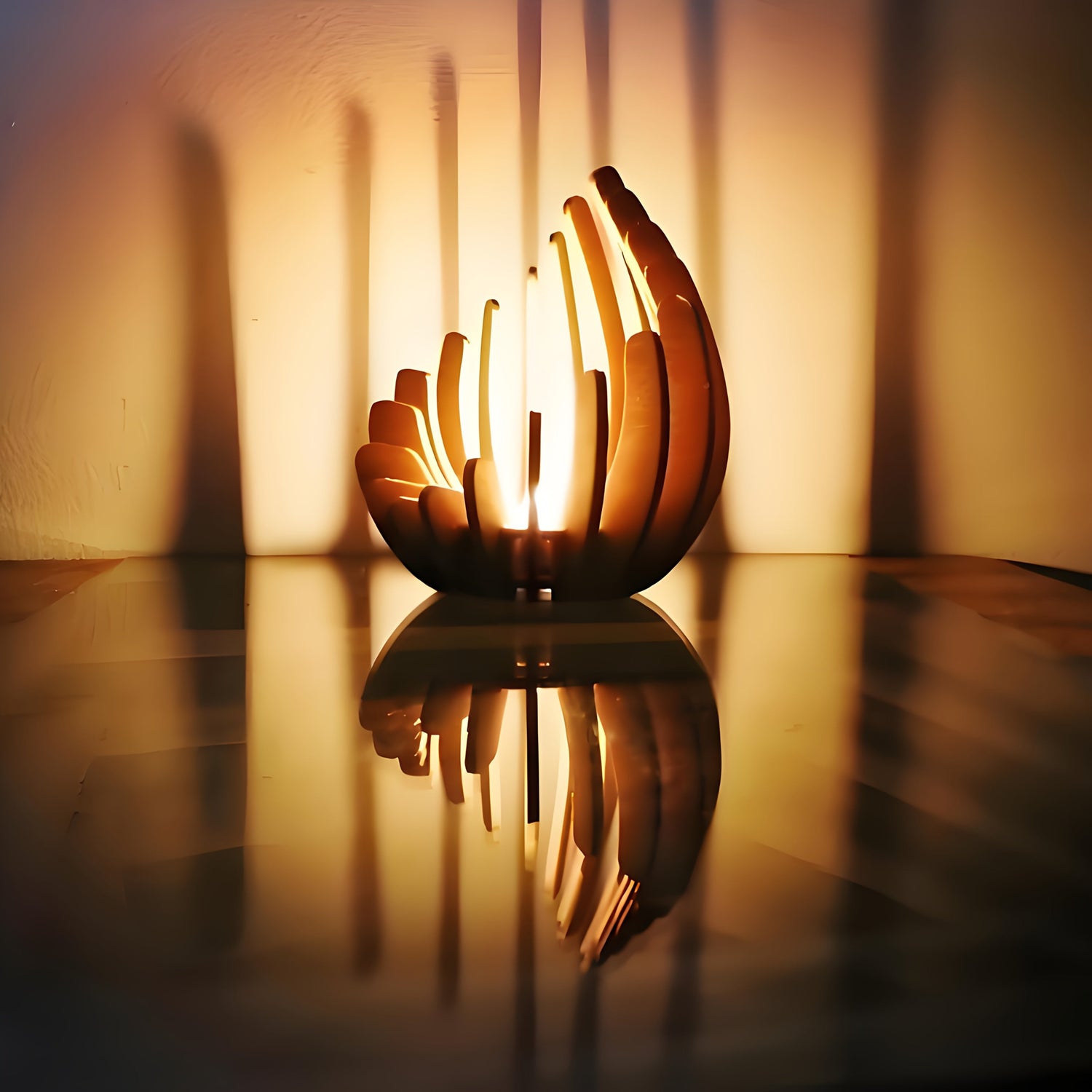 Bohemisk Lotus Ljuslykta – Handgjord Lagerträ Design