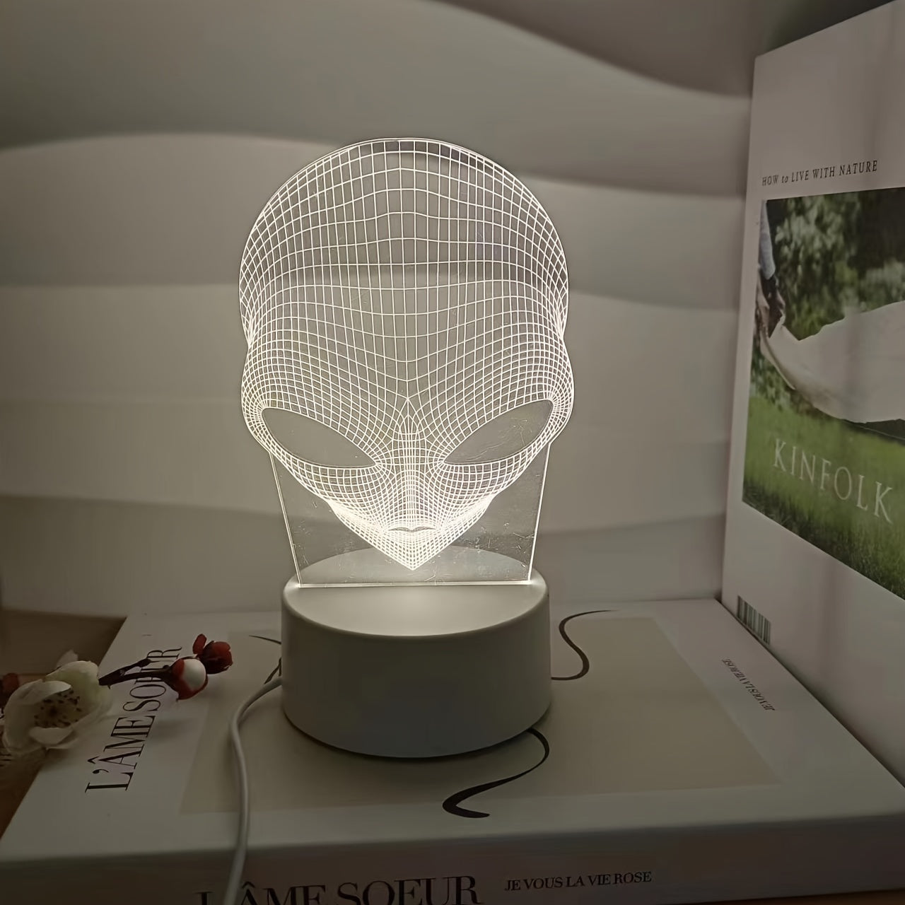 CosmicGlow - 3D Sänglampa med Svart Bas och 7 Färger LED Belysning