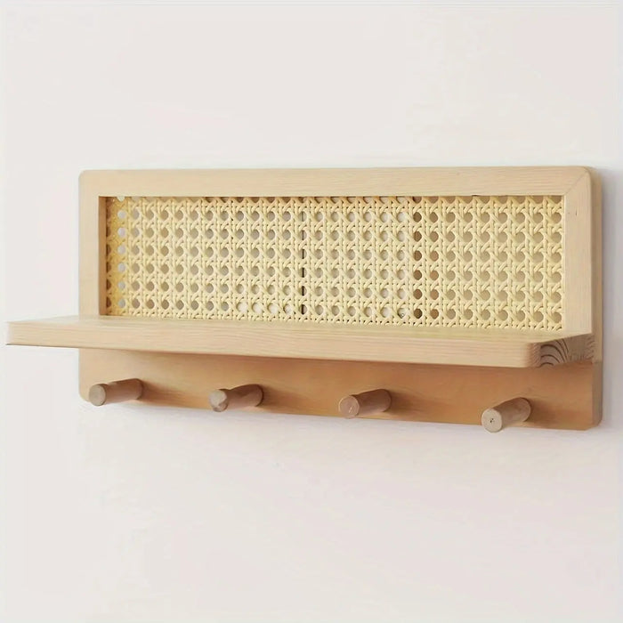 RetroShelf - Vintage vägghylla i trä med krokar för stilfull och organiserad förvaring