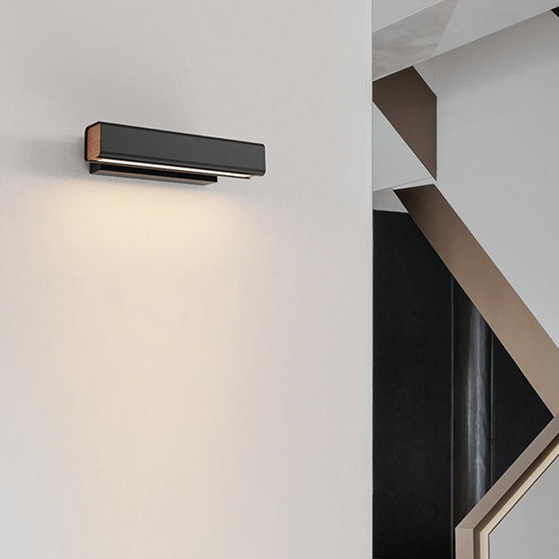 Aqsa Modern LED Vägglampa Inre Dimmbar Rektangulär Metall/Trä Vardagsrum