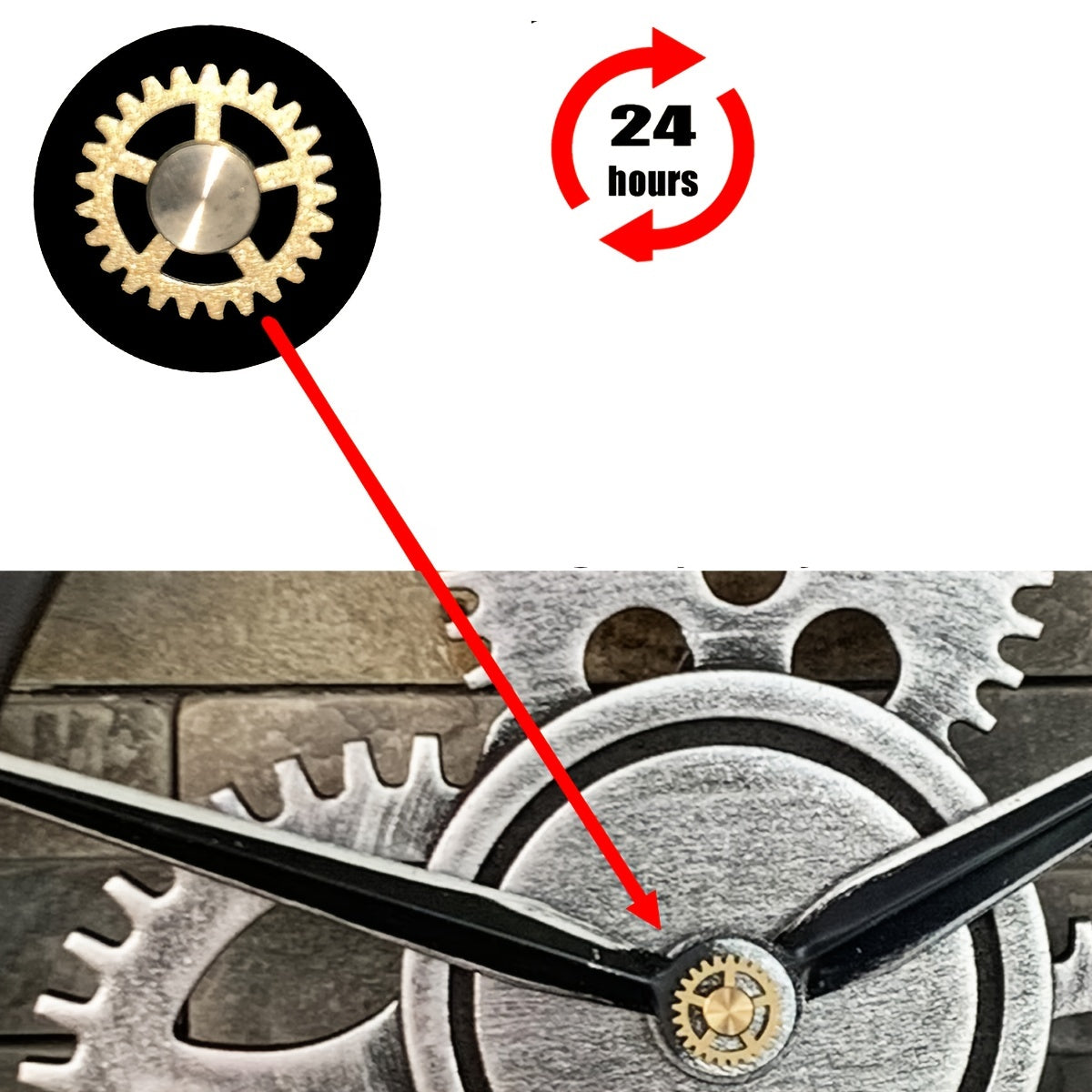 Överdimensionerad Silverfärgad Romersk Kuggväxel Vägghängd Klocka - Tyst Klocka för Vardagsrum, Kontor och Kök