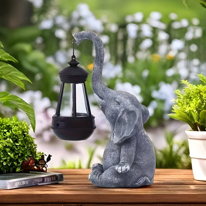 SunTrunk Light – Solcellsdriven elefantstaty med ljus