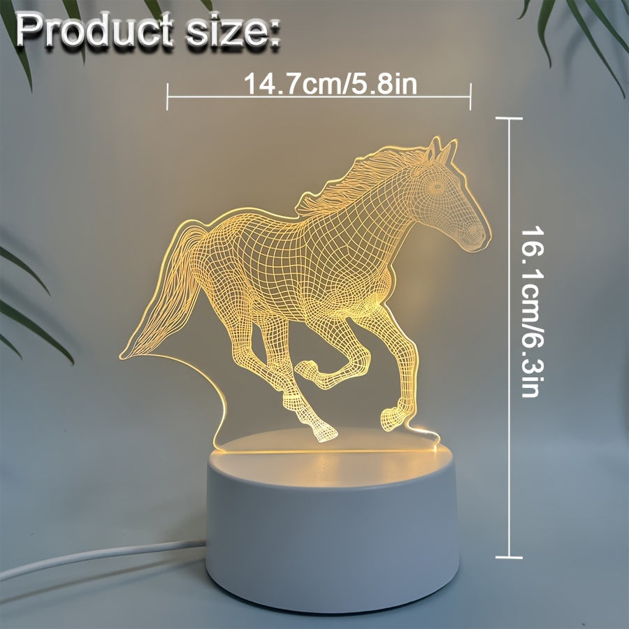 DierenLicht - Geometrisk Häst Nattlampa, USB-driven LED Bordslampa