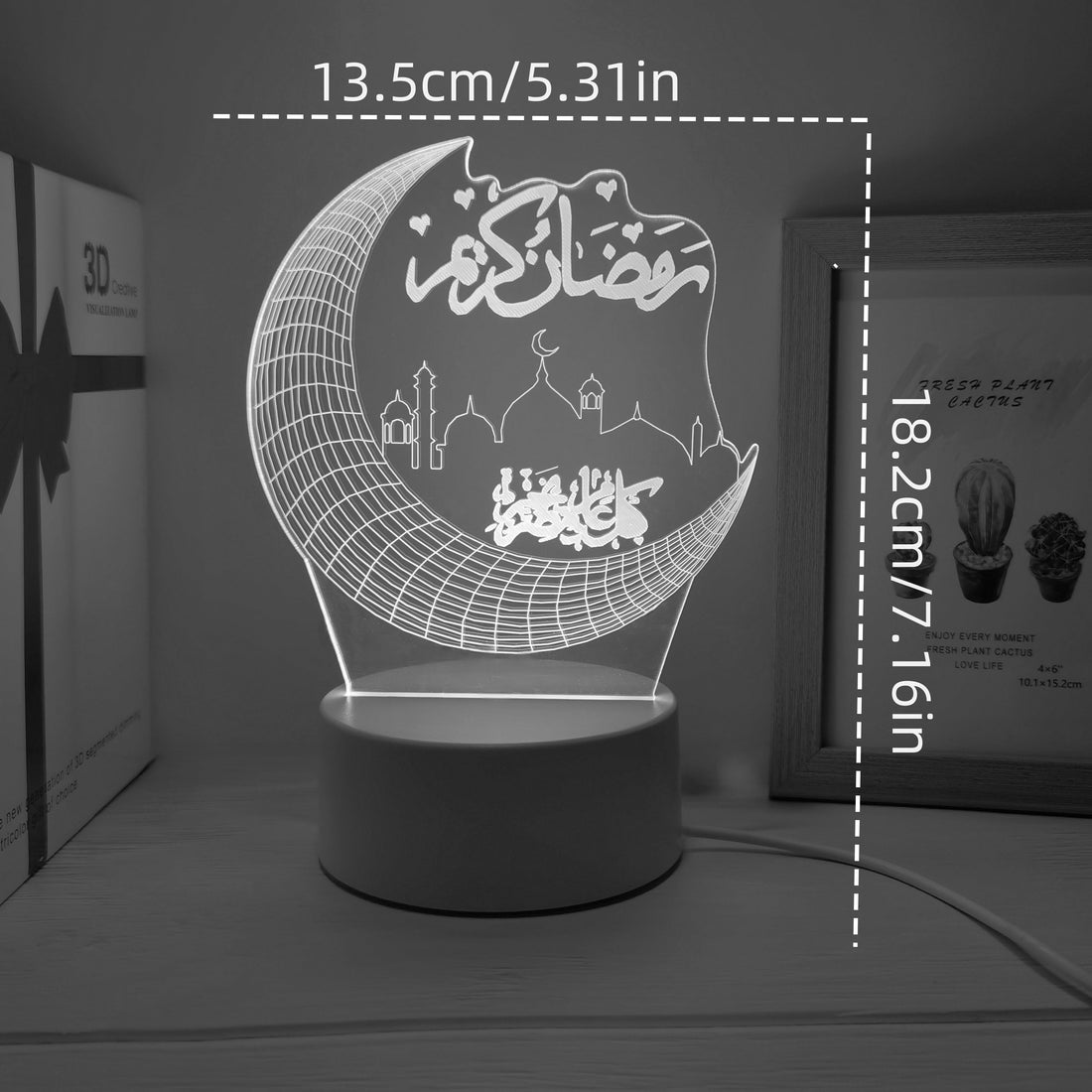 MoonPalace - 3D Nattlampa med 7 Färger Touchkontroll