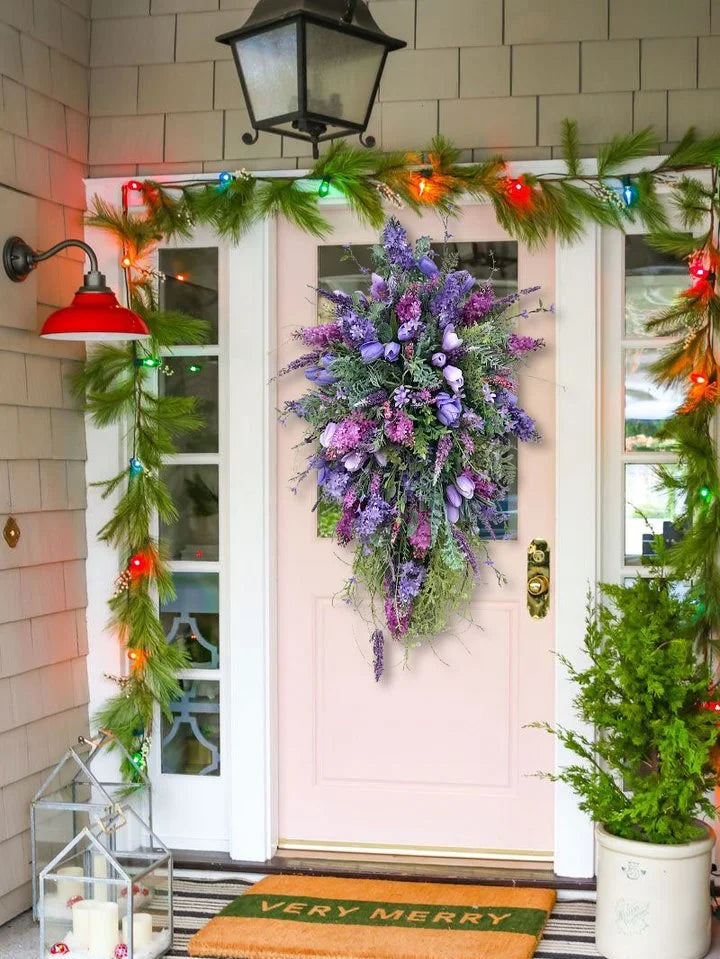 Carvallo - Livlig lila blomstergirland med frodiga gröna accenter