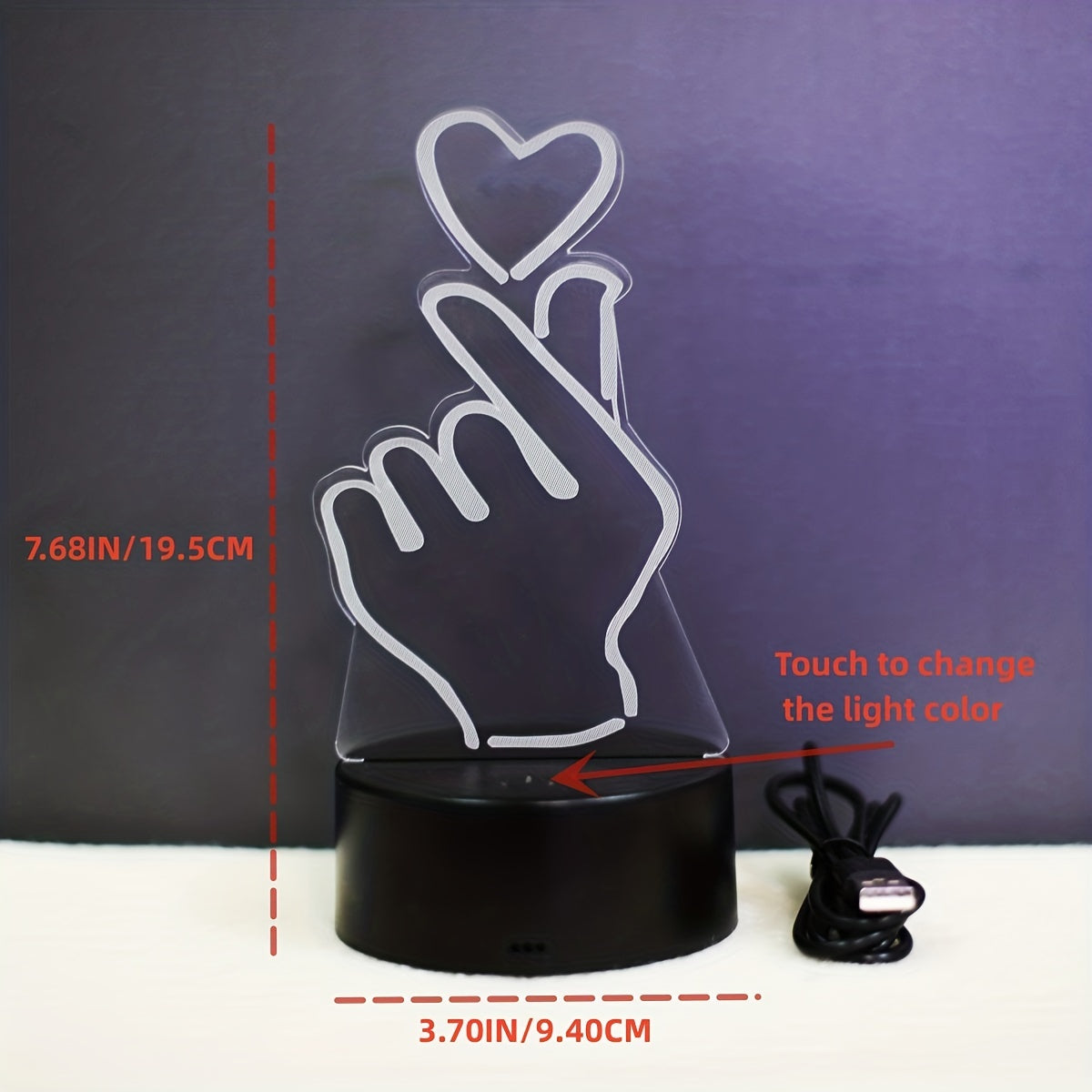 IllumiHeart - 7-färgers LED-nattlampa med touchkontroll