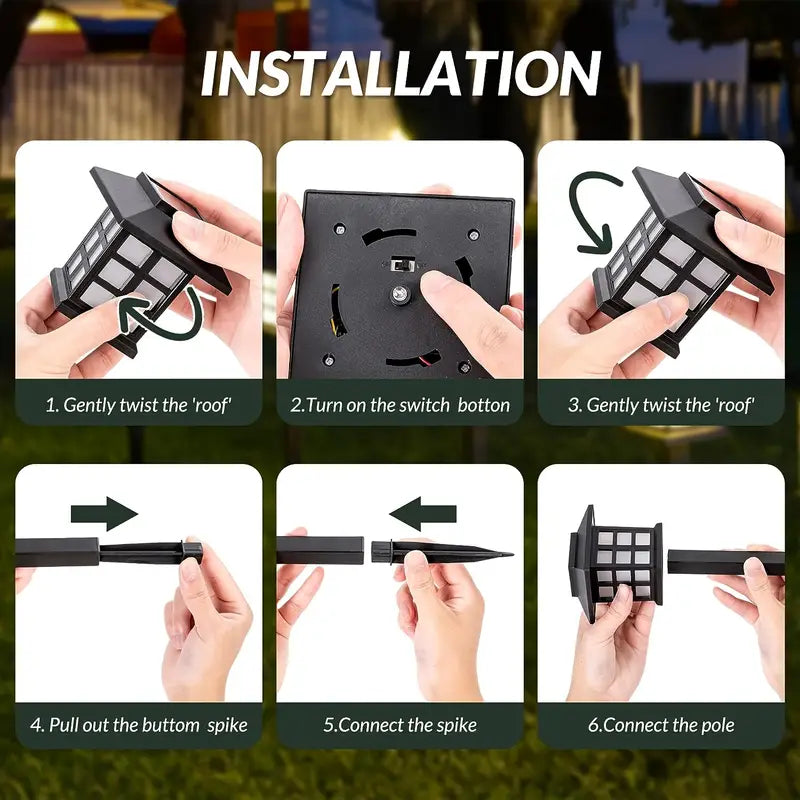 Solarträdgårdslampor i lykstilstil – Vattentålig LED-vägbelysning för utomhusområden