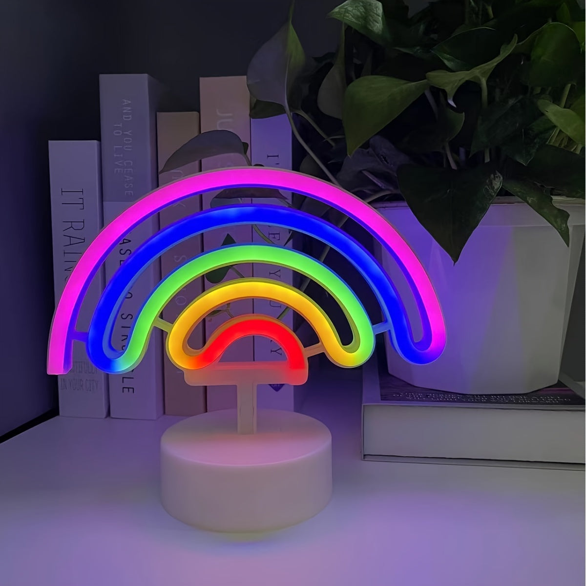 RainbowGlow - Söt Regnbågs Neonljus med Lampfot