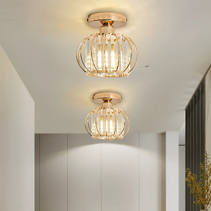 CrystalGlow - Lyxig Kristall Taklampa, Svart Guld