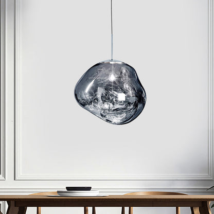 Modern taklampa i silver/röd glas 1 lampa matplats plafondlampa