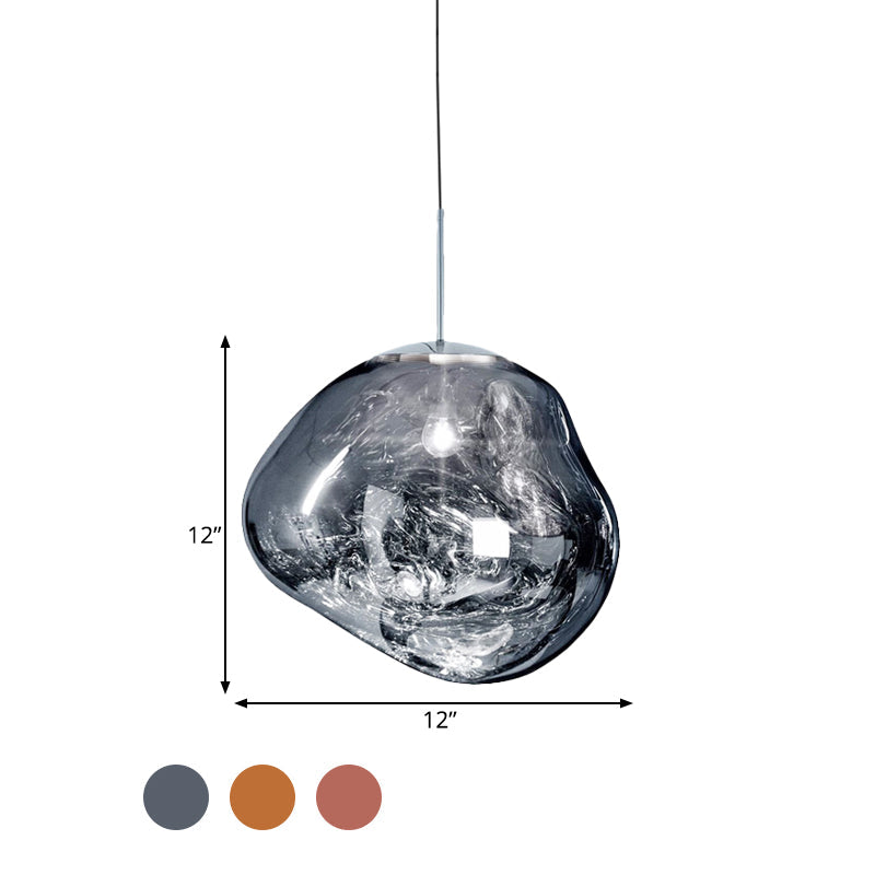 Modern taklampa i silver/röd glas 1 lampa matplats plafondlampa