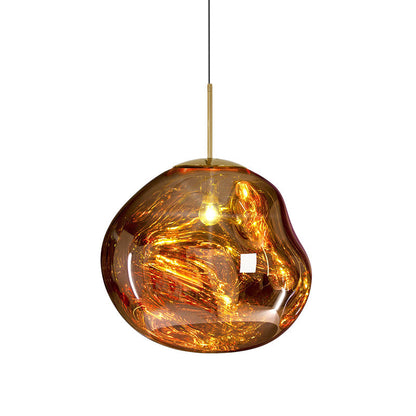 Modern taklampa i silver/röd glas 1 lampa matplats plafondlampa