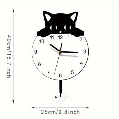 Purrfect Time Stilig Svängande Katt Väggeklocka Modern Design