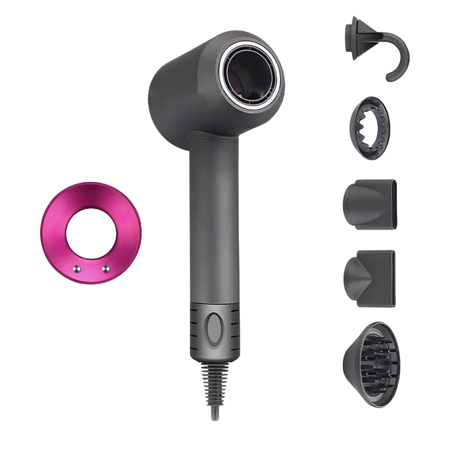 Hårfön med jonteknologi och munstycke