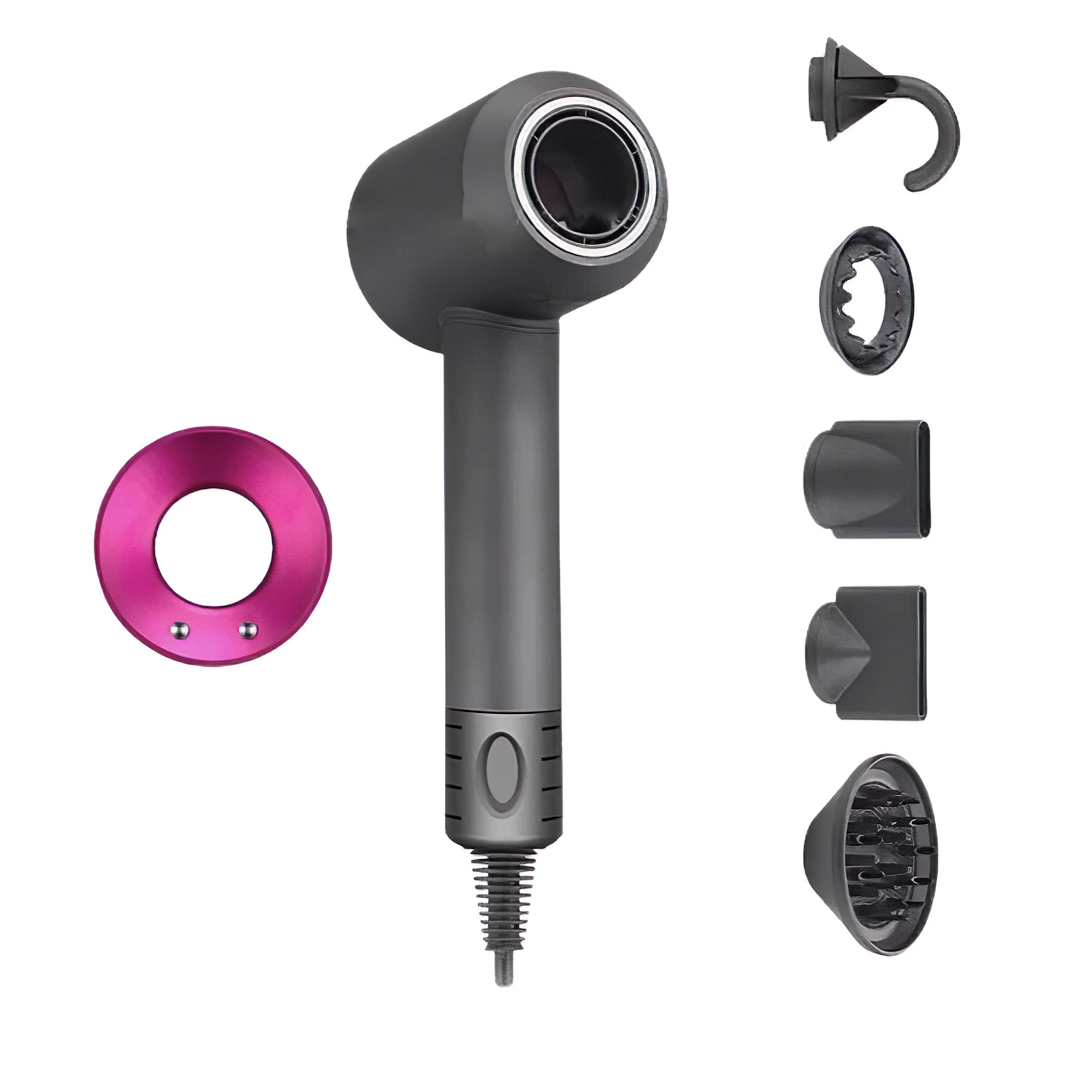 Hårfön med jonteknologi och munstycke