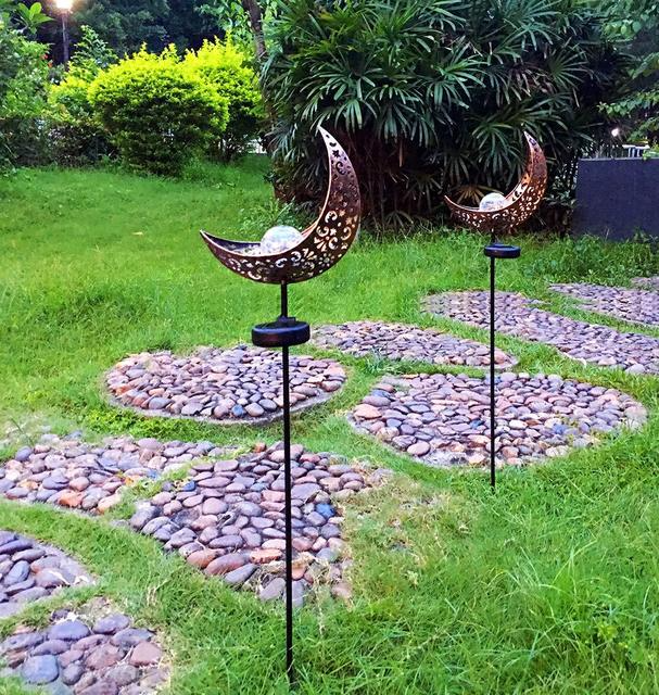 Solar trädgårdslampa i metall - Vattentät LED-design i måne-, låga-, sol- eller stjärnform