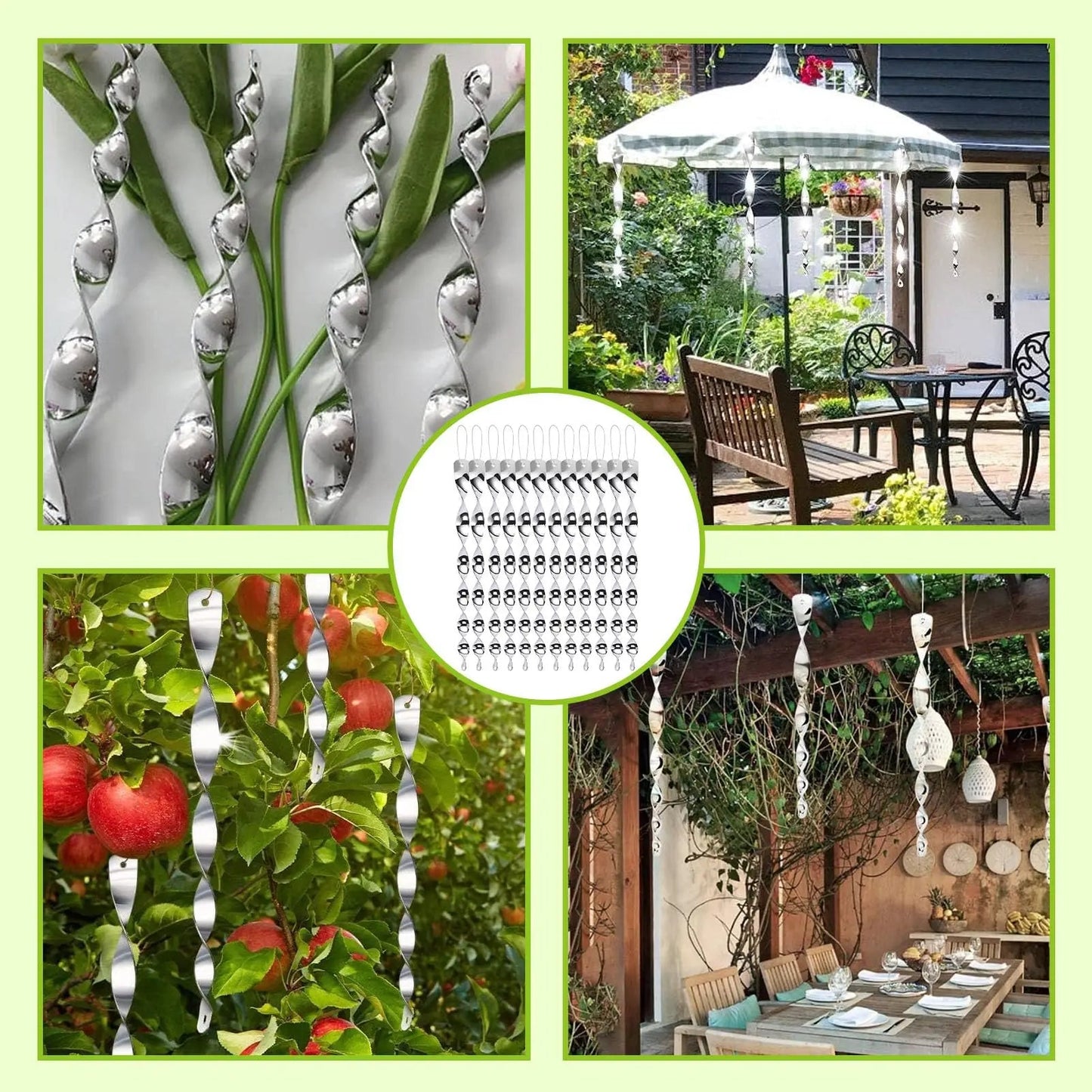 Reflekterande fågelavskräckande spiralstång