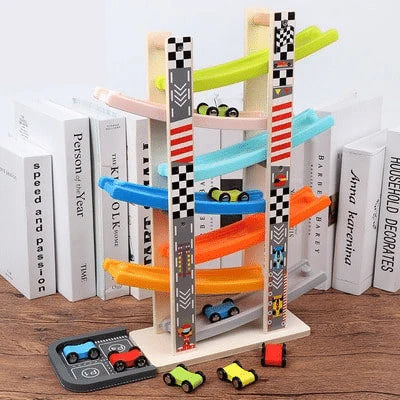 Träbil Ramp Racinbana – Nostalgiskt Skämt för Små Bilälskare