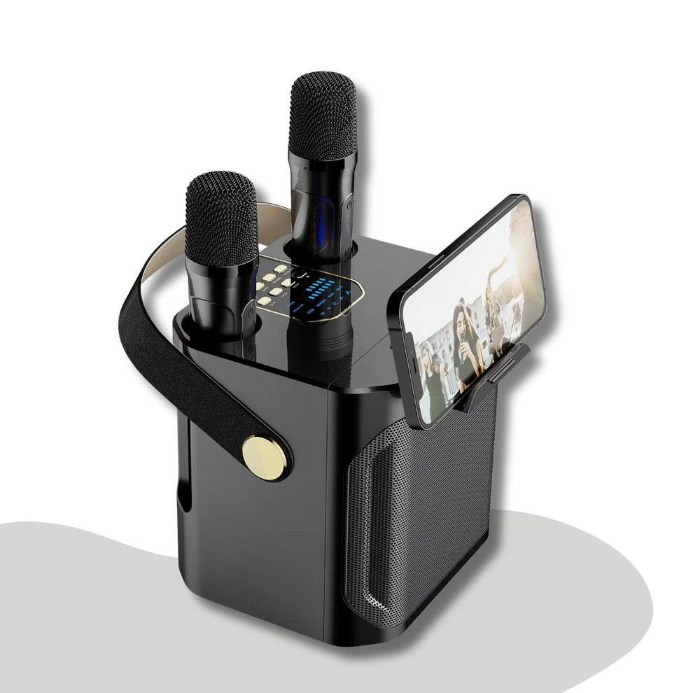 Carvallo – Bärbar karaokehögtalare med omslutande ljud och trådlösa mikrofoner