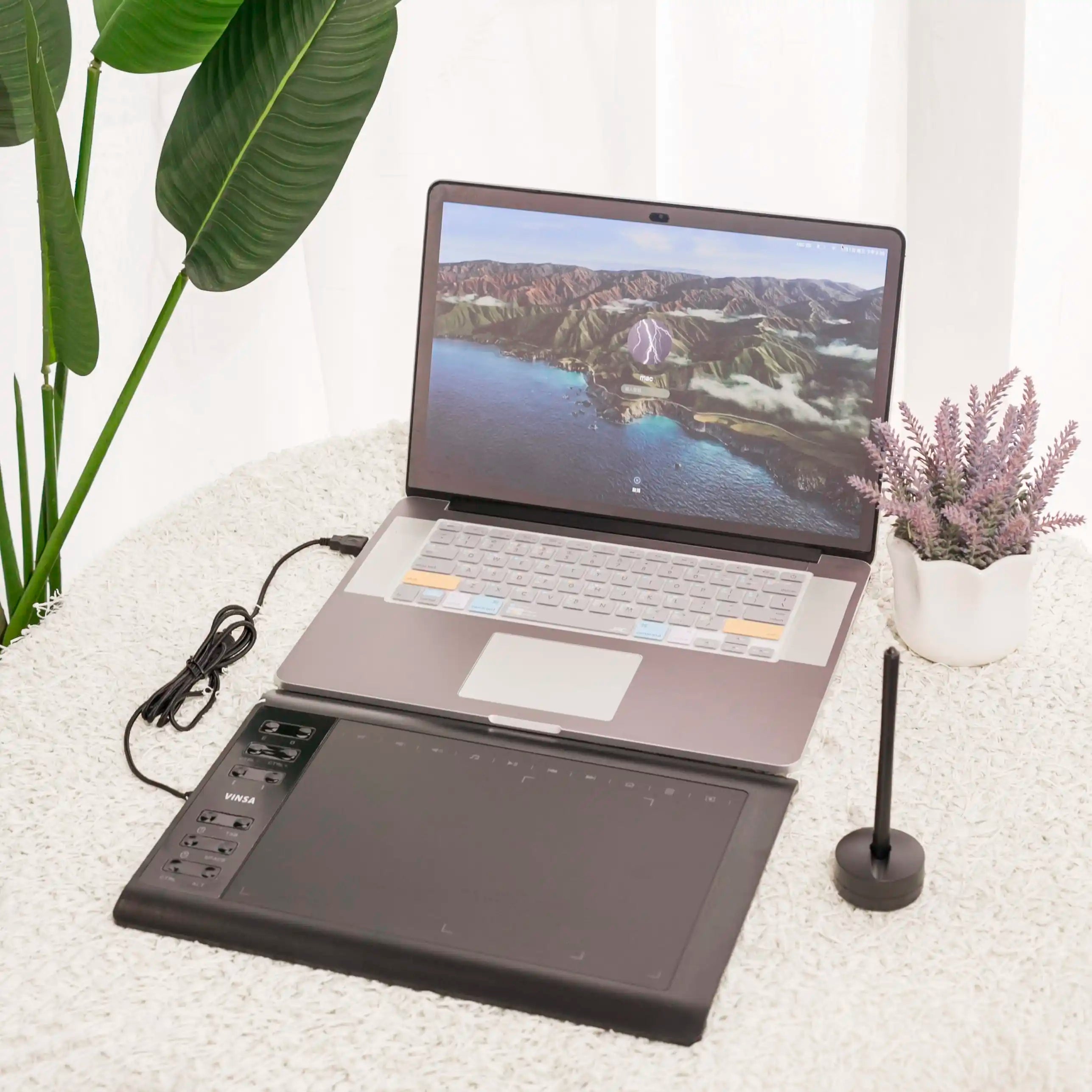 Stort digitalt ritkonsttablett skissblock med penna