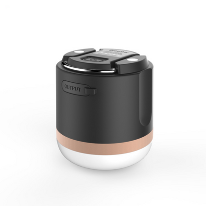 Bärbar LED Campinglampa med Powerbank – Uppladdningsbar, USB-port, för utomhus och nödsituationer