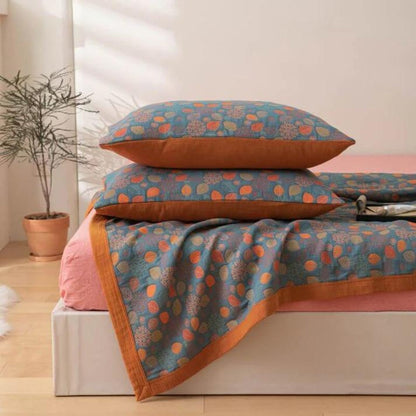 Rustik Blommig Bomullsfilt