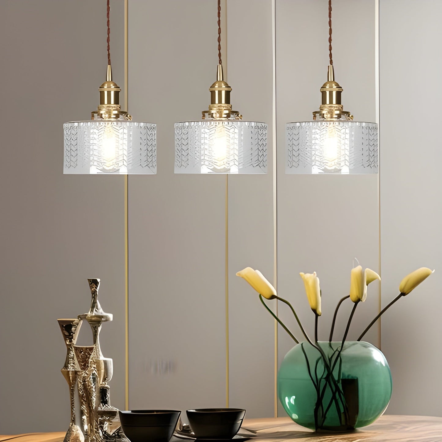 CrystalWave Light – Retro Kort Cylinder LED Hänglampa