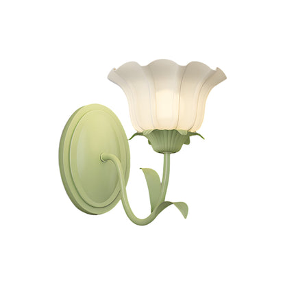 1/2-Ljuskronor Blomster Glas Tre-Stegs Dimbar Grön Vägglampa