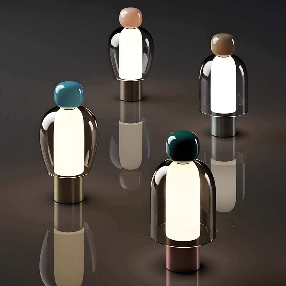 Easy Peasy - Klar glas uppladdningsbar batteri bordslampa med LED steglös dimning