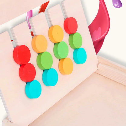 Montessori former och färger sorteringsspel gjort av trä