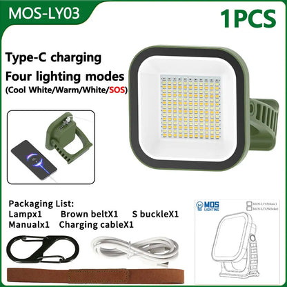 80W LED Solarbatteriladdad campinglampa med magnet och zoomfunktion