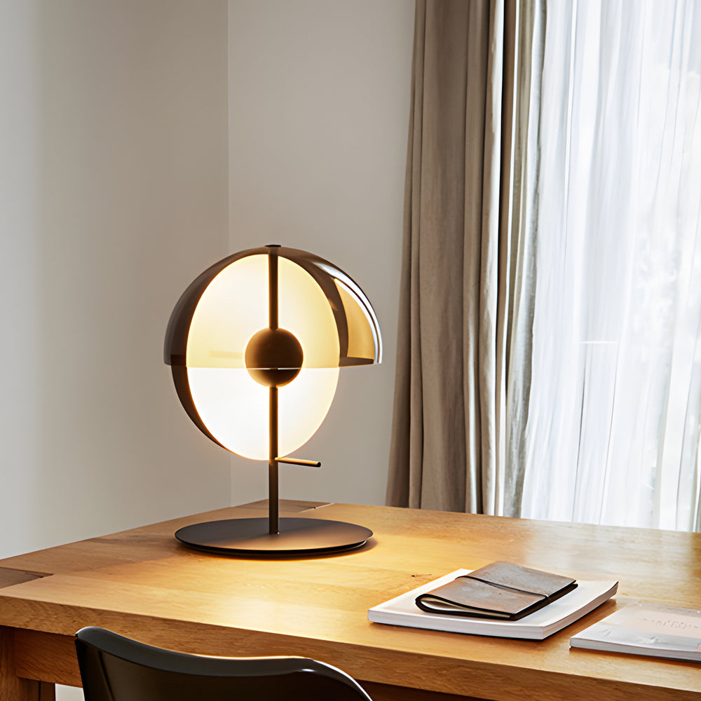 Eclipse - Design Bordslampa med Unik Halv Kula och Rökt Skärm