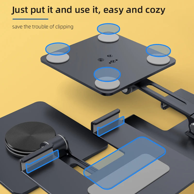 Universal 360° Telefonstativ – Aluminiumlegering Skrivbordshållare med laddningsåtkomst och halkfri bas