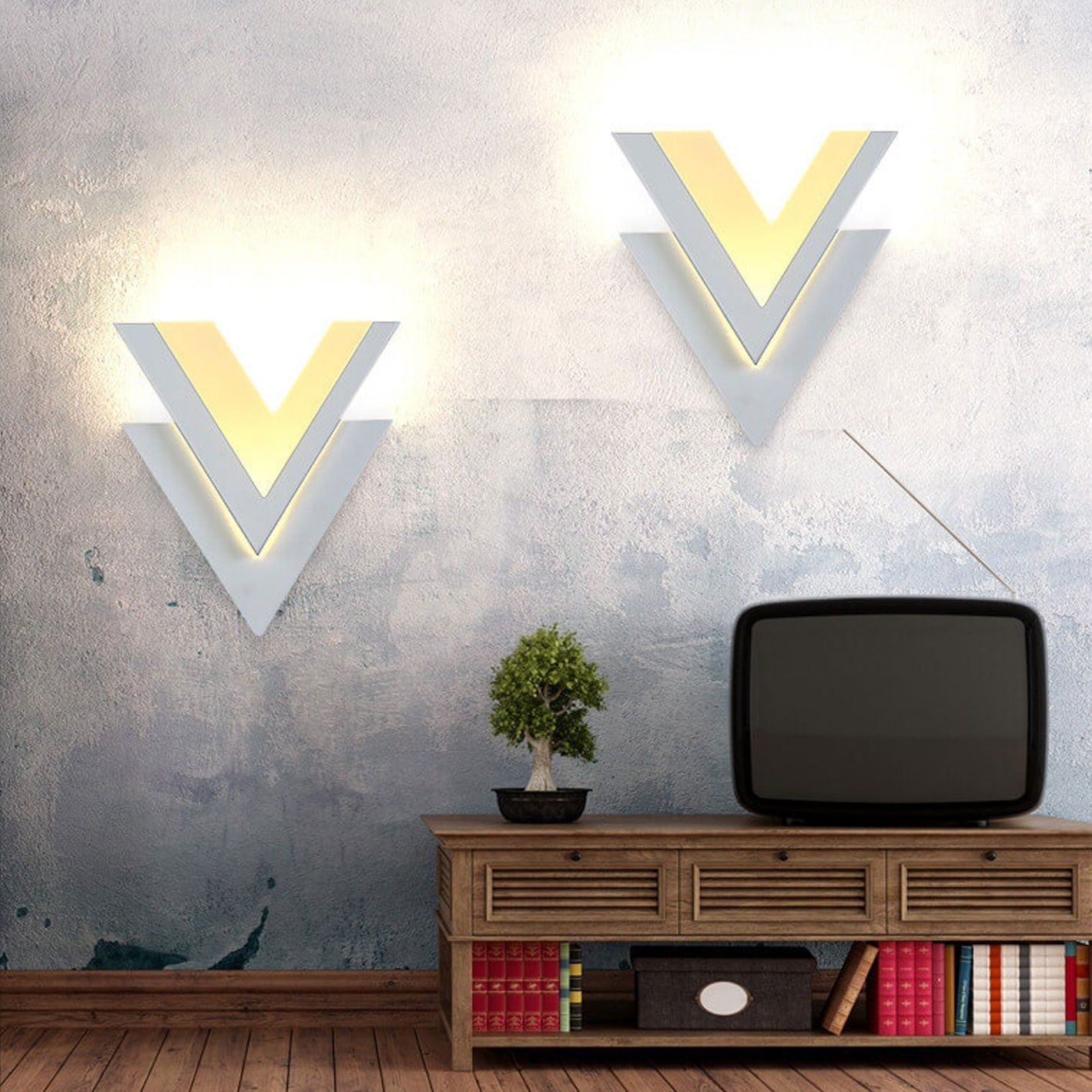 Minimalistisk V-formad LED-vägglampa