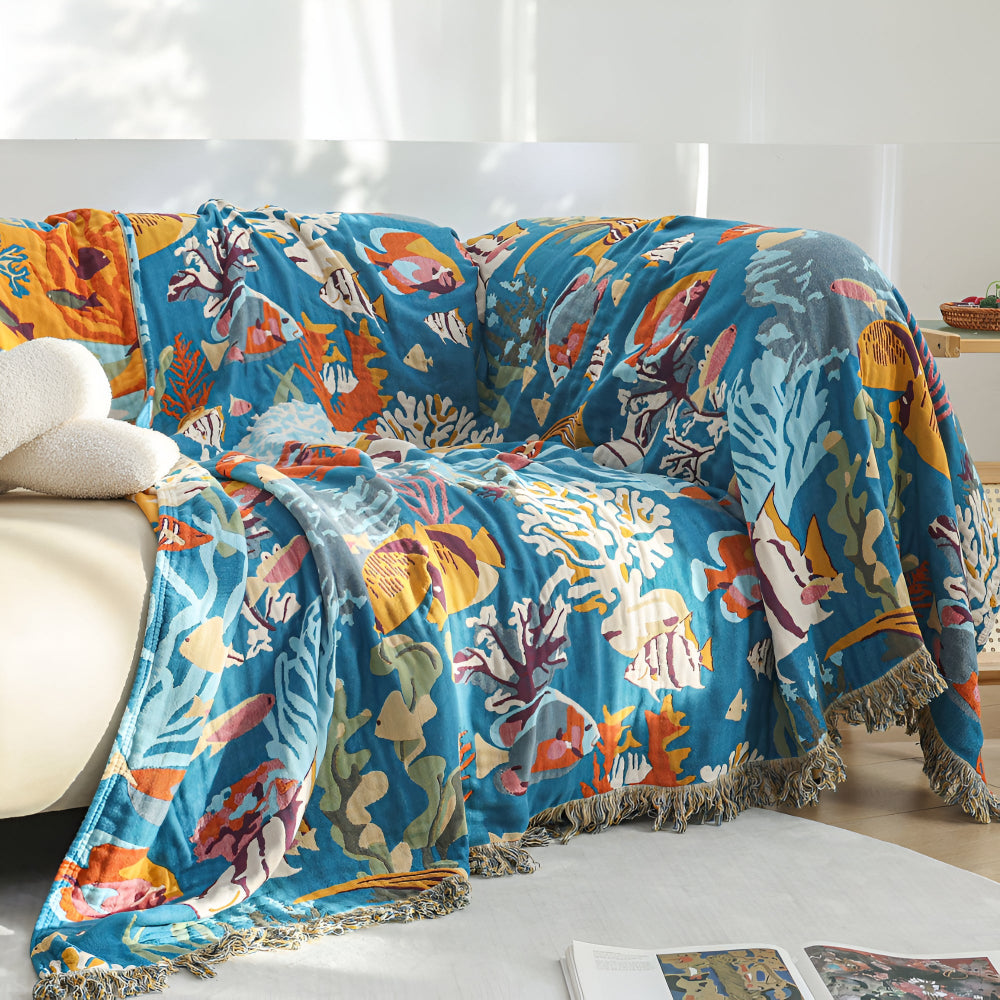 Underwater Coral Bomullspläd