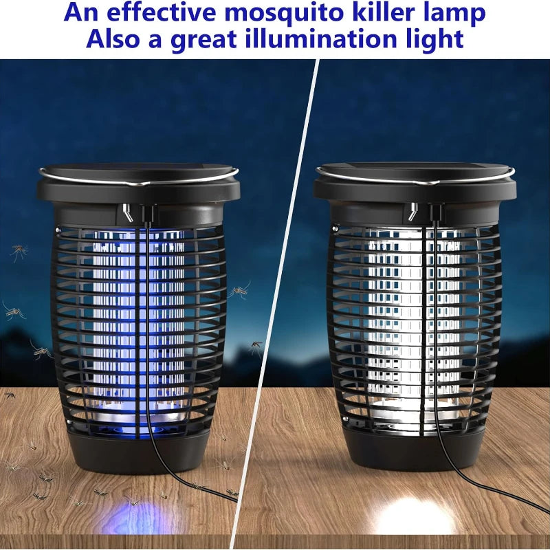 Solar Bug Zapper 2-i-1 Myggkiller Lampa – 4500V Inomhus &amp; Utomhus Fluga Fälla