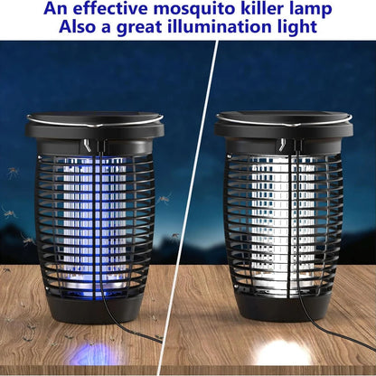 Solar Bug Zapper 2-i-1 Myggkiller Lampa – 4500V Inomhus &amp; Utomhus Fluga Fälla