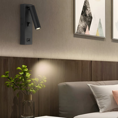 LuxiLicht - Modern Justerbar LED Vägglampa med Strömbrytare och USB Laddningsport