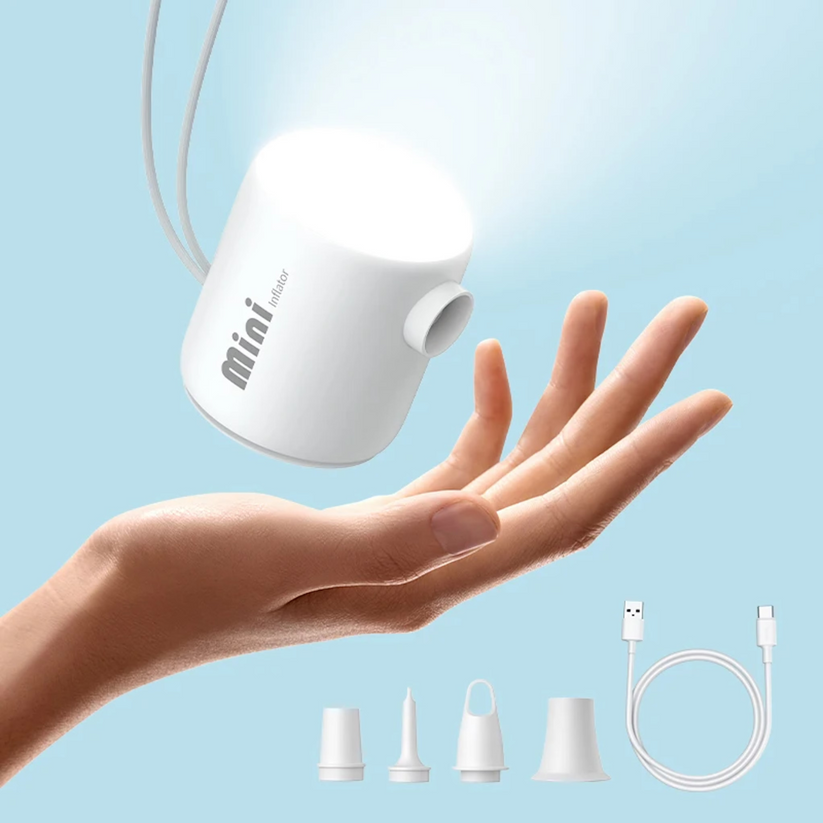 PumpMaster – Kompakt minipump med USB-C för snabb uppblåsning och tömning