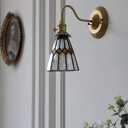 Glas Vägglampa | Vintage Koppar Sconce | 10.24&quot;-11.02&quot; | Elegant Hembelysning | Brick by Brick