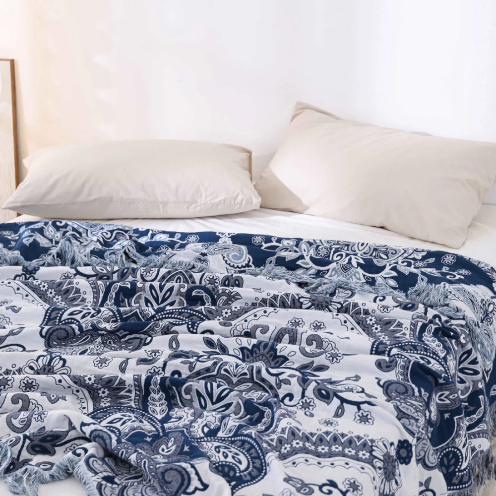 Paisley Dream Cotton Tassel Filt