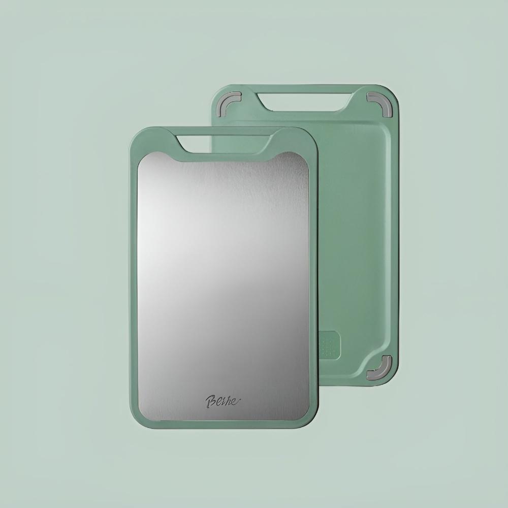 Carvallo – Dubbel-Sidigt Rostfritt Ståls Skärbräda med Antibaktery yta och Integrerad Vitlökshackare